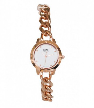 Reloj Micro señora cadena doble color oro rosa. - 237052